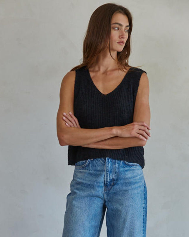 Allende Sleeveless V Neck Knit Top