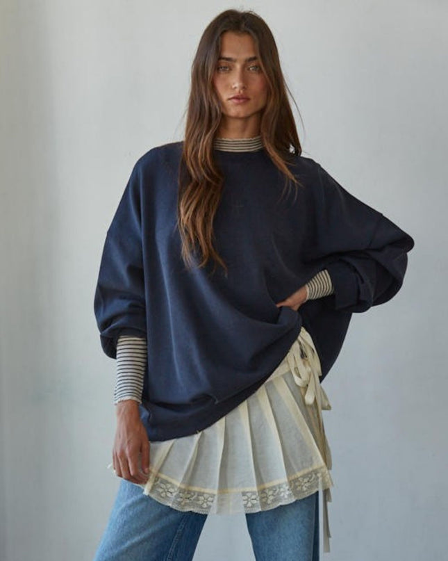 Around Town Crew Pullover Distressed Sweatshirt