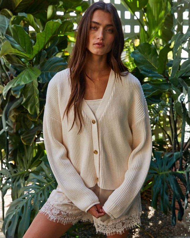 Revel Button Down Ribbed Cardigan Sweater