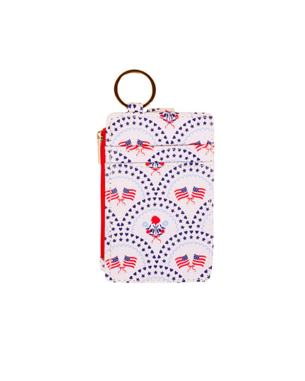 Small pouch with American flag pattern on a white background