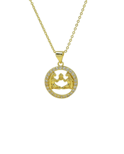 Astrology Sign Round Cutout Pendant Zodiac Necklace March