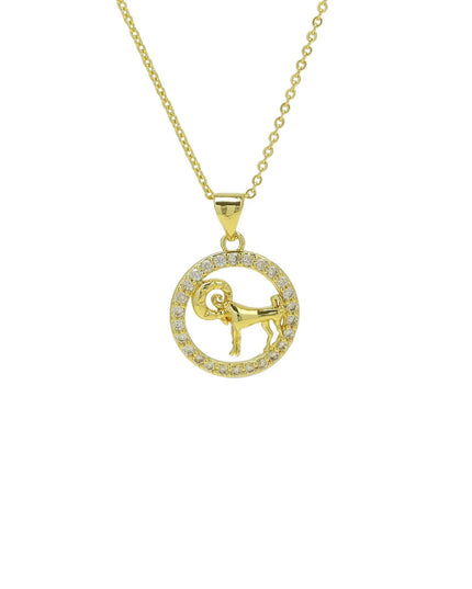 Astrology Sign Round Cutout Pendant Zodiac Necklace Metal