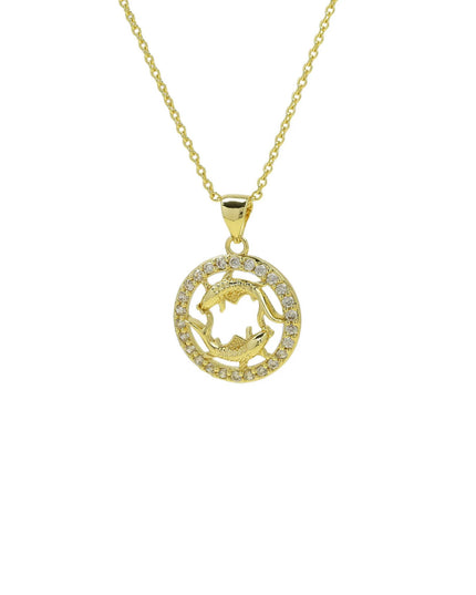 Astrology Sign Round Cutout Pendant Zodiac Necklace February