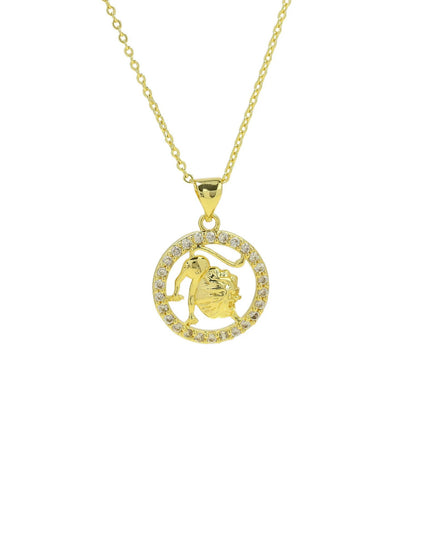 Astrology Sign Round Cutout Pendant Zodiac Necklace April