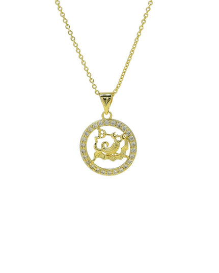 Astrology Sign Round Cutout Pendant Zodiac Necklace October
