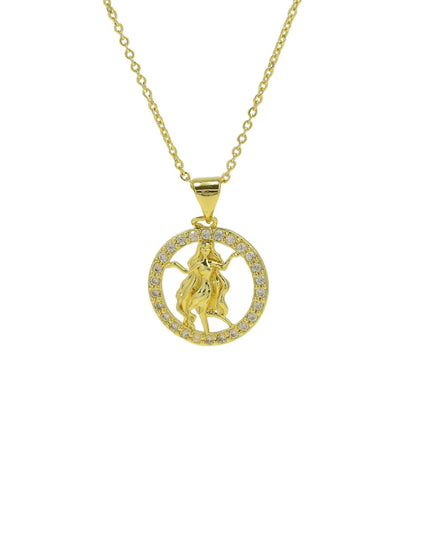 Astrology Sign Round Cutout Pendant Zodiac Necklace