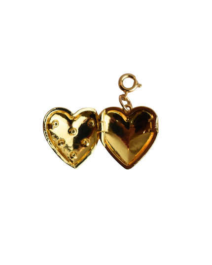 Bubble Heart Locket Crystal Detail Gold Metal Charms
