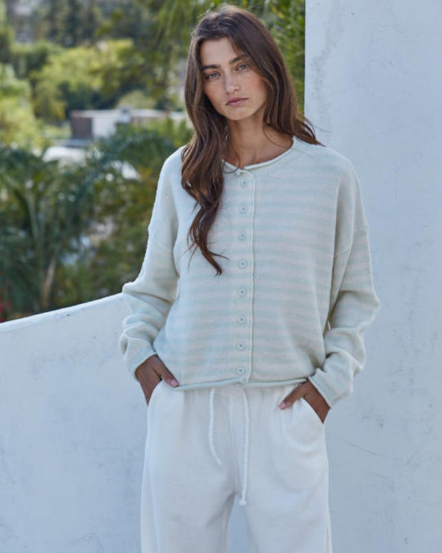 Ciela Striped Button Down Cardigan Sweater