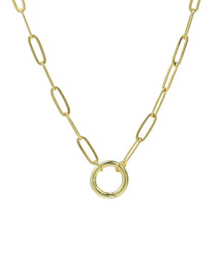 Center Ring Thin Paperclip Chain Gold Necklace