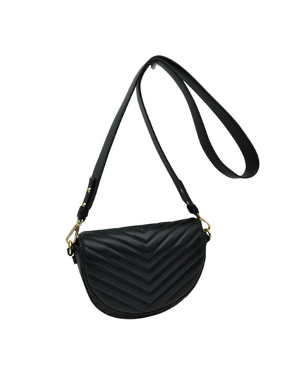 Chevron Quilted Chain Detail Crossbody Bag
