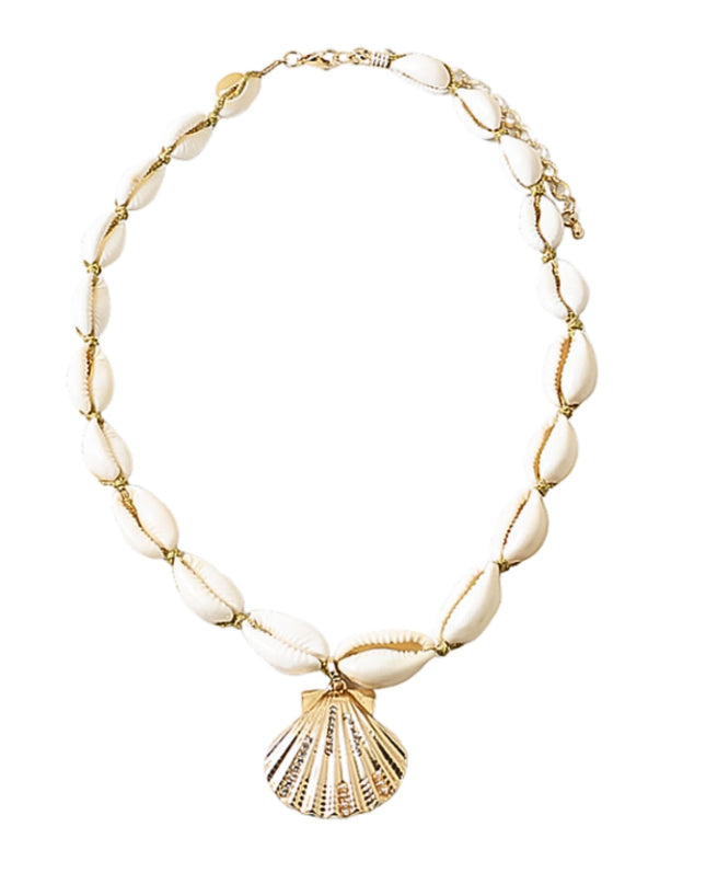 Cowrie & Gold Clam Shell Chunky Necklace