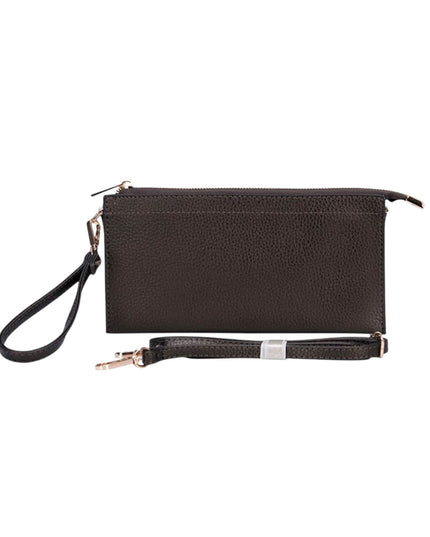 Faux Leather Slim Wallet Crossbody Bag Blue