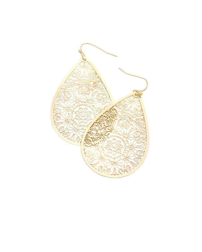 Floral Teardrop Filigree Earrings