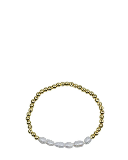 Fresh Pearl Row Gold Ball Stretch Bracelet
