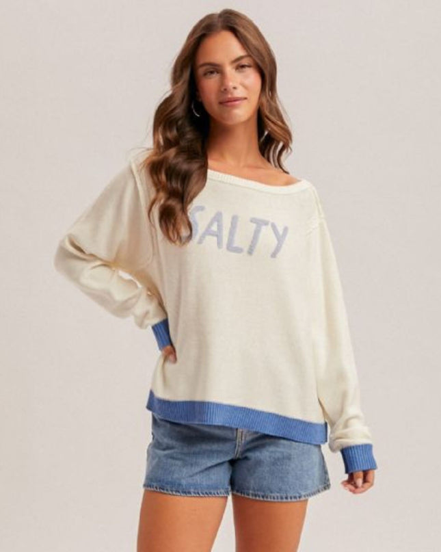 Salty Boat Neck Contrast Bottom Sweater