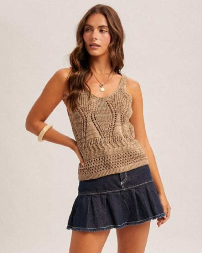 Sleeveless Crochet Sweater Tank Top