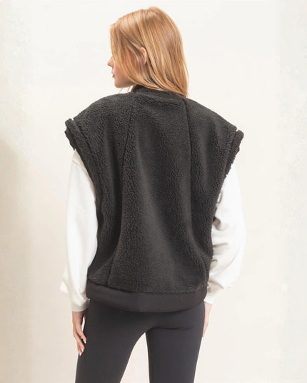 Sherpa Stand Collar Zip Up Vest