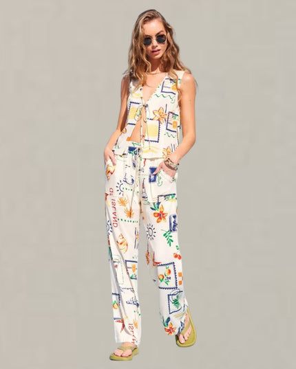 Island Summer Printed Wide Leg Pants
