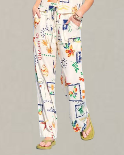 Island Summer Printed Wide Leg Pants