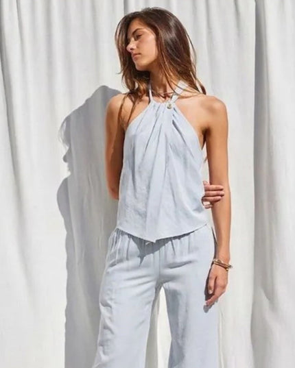 Tie Back Halter Neck Flowy Top
