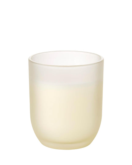 White glass tumbler on a white background