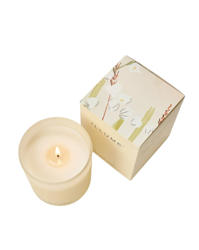 Candle with packaging on a white background