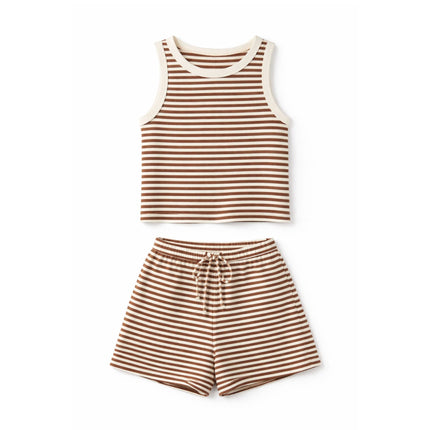 Alexys Striped Round Neck Tank Top<strong> $44 </strong>Alexys Drawstring Striped Shorts <strong>$50</strong>