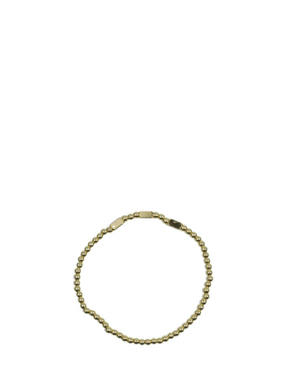 Three Spaced Squared Tube Bead Gold Ball Stretch Bracelet