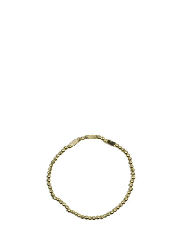 Three Spaced Squared Tube Bead Gold Ball Stretch Bracelet
