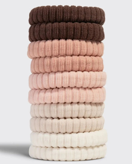 Blush Recycled Fabric Ribbed Hair Elastics 10 piece Set