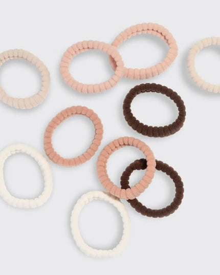 Blush Recycled Fabric Ribbed Hair Elastics 10pc Sets