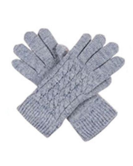 Knit Double Layer Braided Gloves Grey