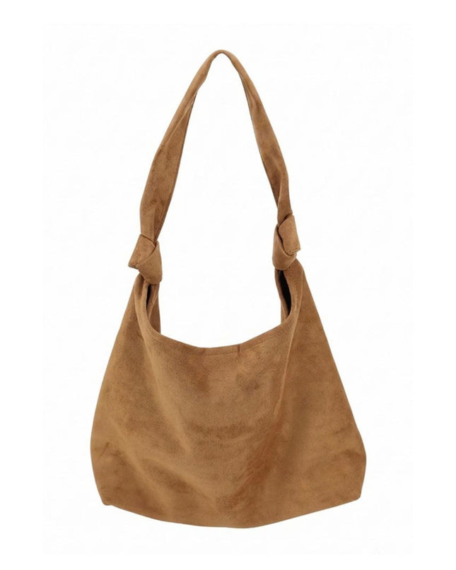 Knotted Faux Suede Slouchy Shoulder Hobo Bag