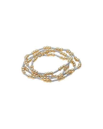 Metal Ball Beaded Stretch Multi Layered Bracelets Set of 4