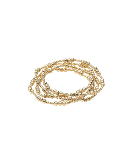 Metal Ball Beaded Stretch Multi Layered Bracelets 4 Set