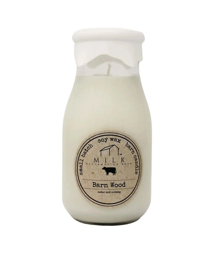 Barn Wood Milk Bottle Candle