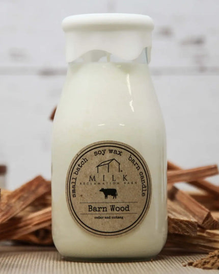 Barn Wood Milk Bottle Candles