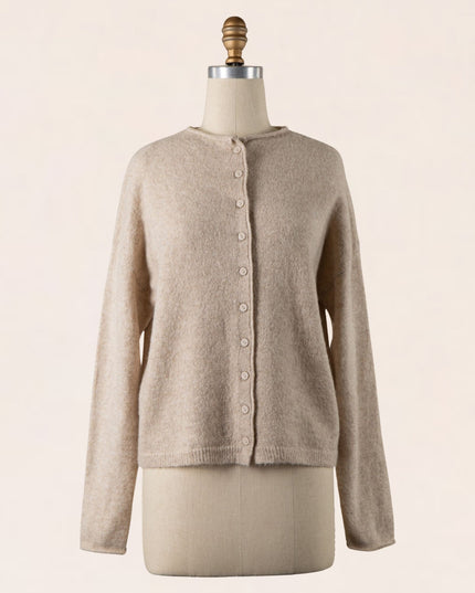 High Collar Button Down Cardigan Sweater