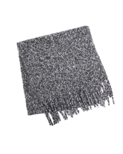 Oversized Melange Effect Brushed Fringe Winter Scarf