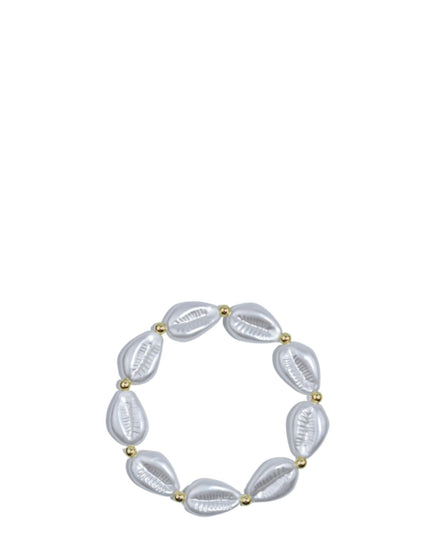 Pearl Cowrie Shell Gold Ball Stretch Bracelet