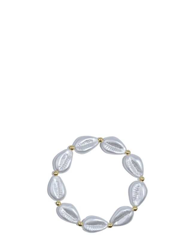 Pearl Cowrie Shell Gold Ball Stretch Bracelet