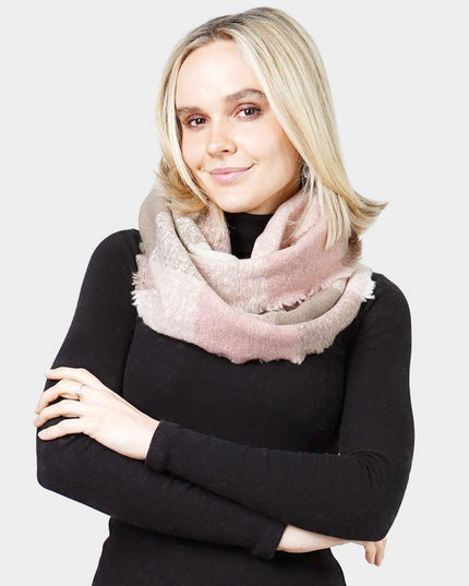 Plaid Check Infinity Scarf Pink