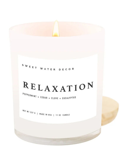 Candle with 'Sweet Water Decor' label on a white background