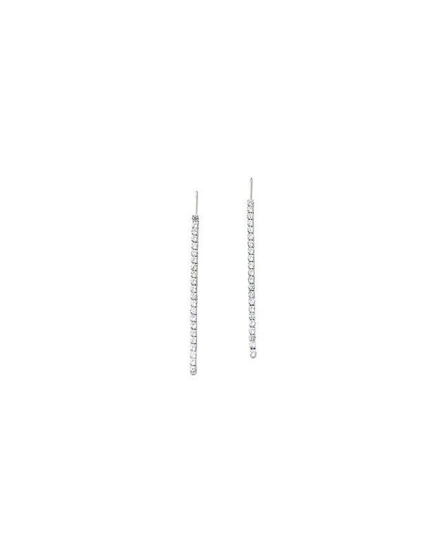 Pair of diamond earrings on a white background