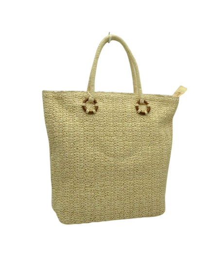 Ring Detail Large Straw Tote Bag