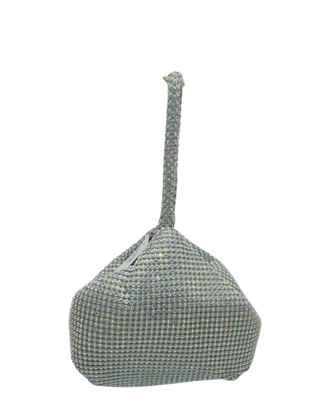 Textured gray bag with a handle on a white background