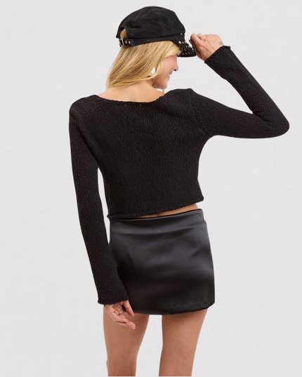 Hook & Eye Knit Cardigan Sweater Black