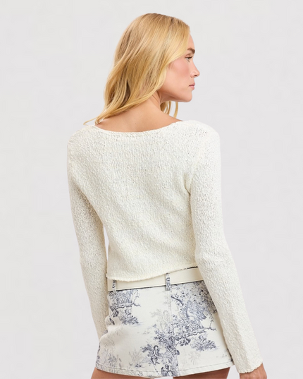 Hook & Eye Knit Cardigan Sweater Cream