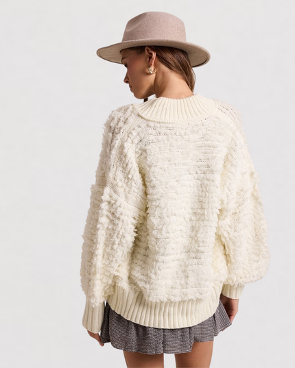 Rib Cuff Zip Up Knit Sweater Jacket Beige