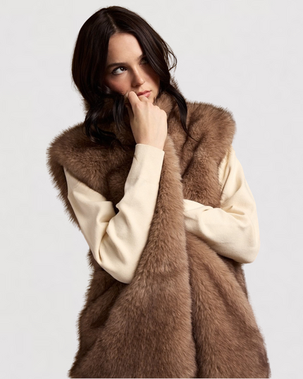 Sleeveless Soft Faux Fur Vest Mocha